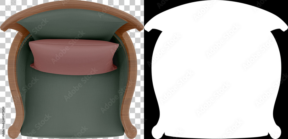 Poster armchair top view isolated on background with mask. 3d rendering - illustration