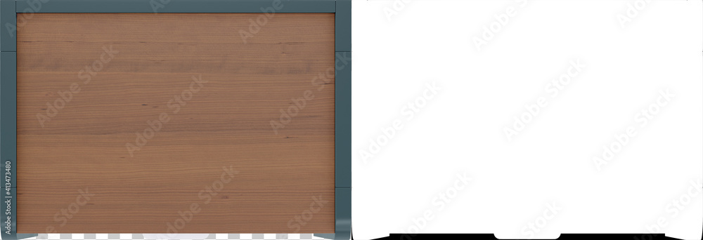 Poster nightstand top view isolated on background with mask. 3d rendering - illustration