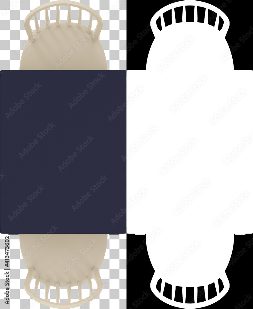 Poster kitchen table top view isolated on background with mask. 3d rendering - illustration