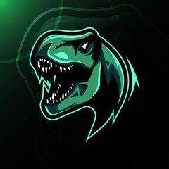 Head T-rex mascot logo e-sport design