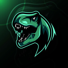 Naklejka premium Head T-rex mascot logo e-sport design