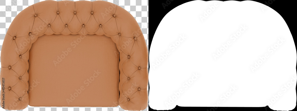 Poster armchair top view isolated on background with mask. 3d rendering - illustration