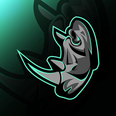 Head rhino mascot logo e-sport design
