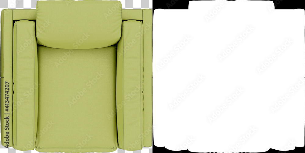 Poster armchair top view isolated on background with mask. 3d rendering - illustration