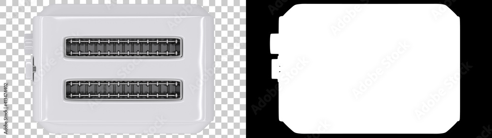 Poster toaster top view isolated on background with mask. 3d rendering - illustration