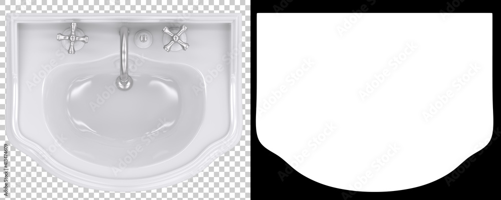 Poster basin top view isolated on background with mask. 3d rendering - illustration