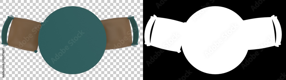 Poster kitchen table top view isolated on background with mask. 3d rendering - illustration