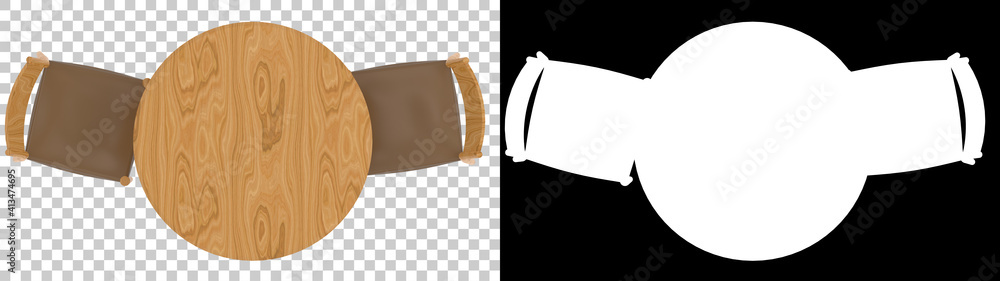 Poster kitchen table top view isolated on background with mask. 3d rendering - illustration