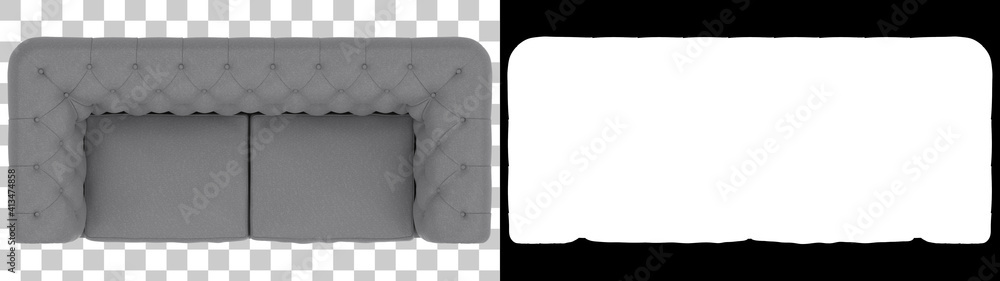 Poster sofa top view isolated on background with mask. 3d rendering - illustration