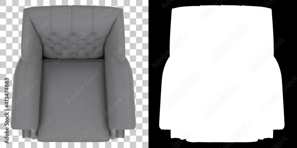 Poster armchair top view isolated on background with mask. 3d rendering - illustration