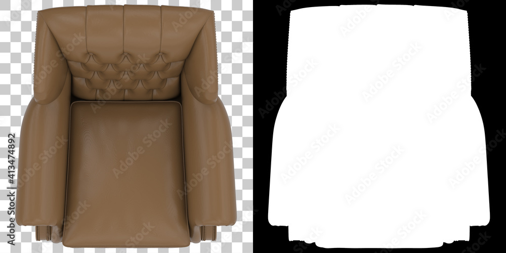 Poster armchair top view isolated on background with mask. 3d rendering - illustration