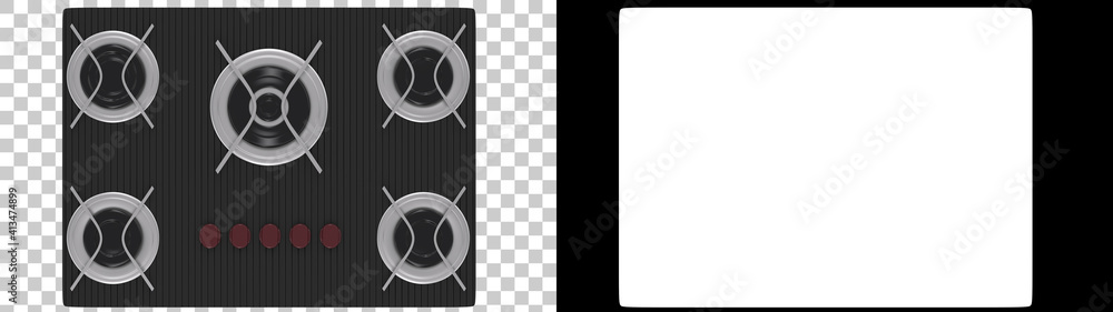 Poster stove top view isolated on background with mask. 3d rendering - illustration