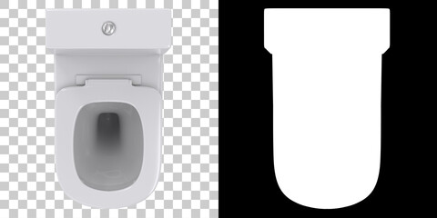 Toilet top view isolated on background with mask. 3d rendering - illustration
