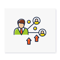 Improving social relation color icon. Personal growth concept. Communication process, forming relationships with people. Isolated vector illustration