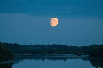 moon over lake