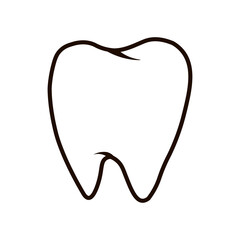 Tooth logo. Graphic image of a tooth. Tooth icon isolated on white. Drawn by hand tooth