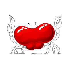 A huge red voluminous sea crab with claws. Isolated on a white background.