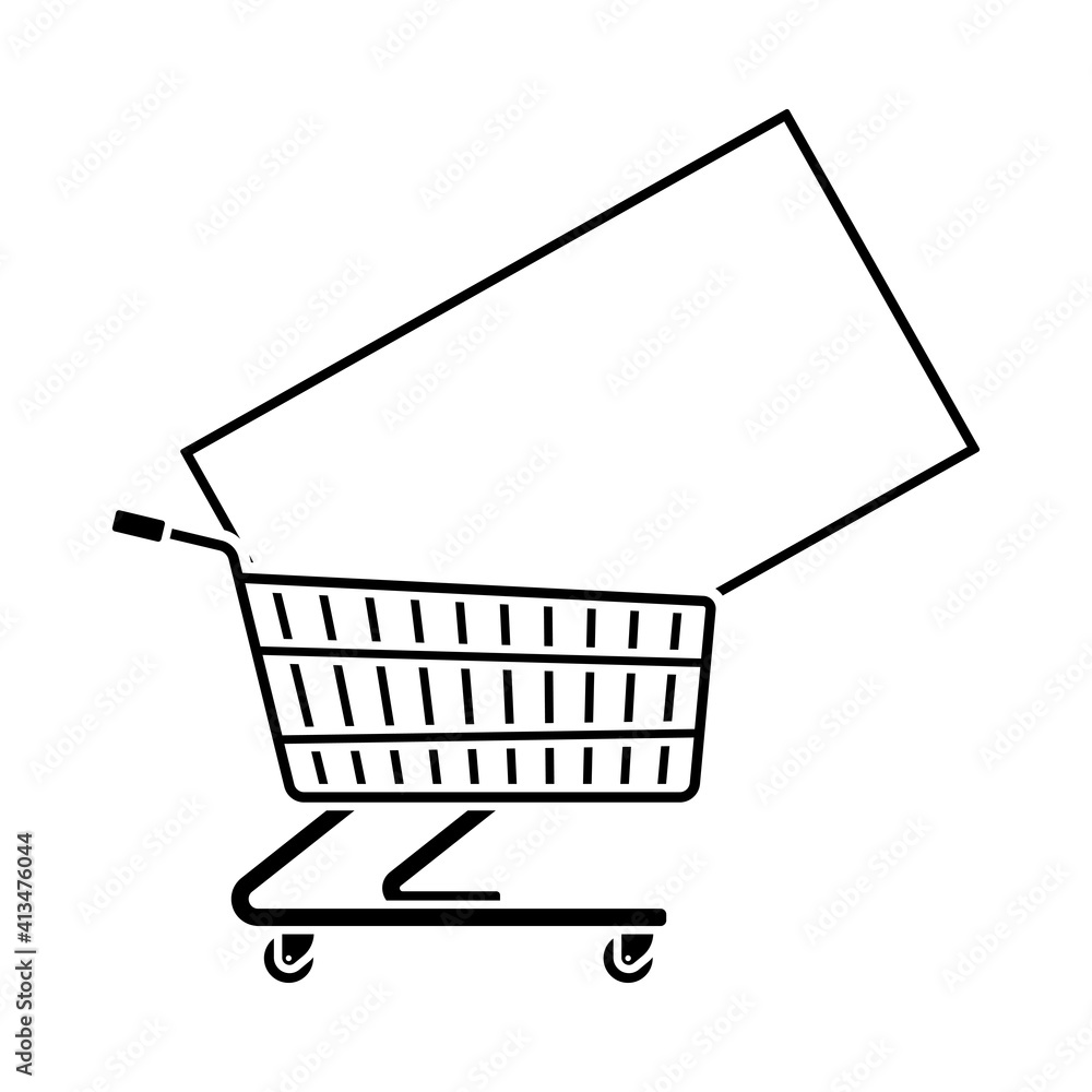 Poster shopping cart with tv icon