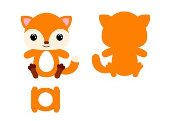 DIY cute fox chocolate egg holder template. Retail paper box for the easter egg. Printable color scheme. Laser cutting vector template. Isolated packaging design illustration.