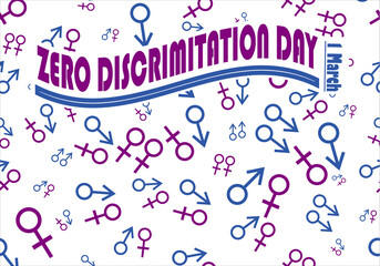 Día de la cero discriminación, 1 de marzo - obrazy, fototapety, plakaty