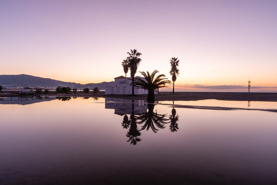 Sunset on the Granada Beach , Motril Andaluzia Spain 
