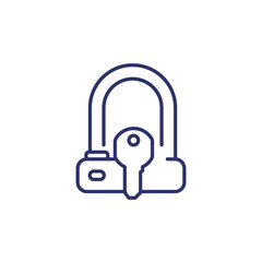 Bicycle U-Lock and key line icon