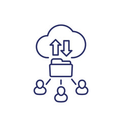 cloud folder and users line icon