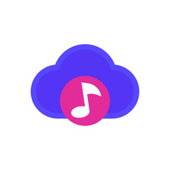 music streaming, cloud icon on white