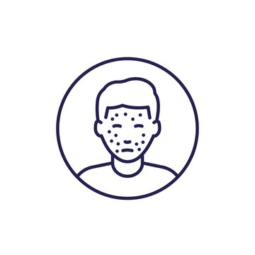 Acne Icon, Skin Problem, Rash Line Vector