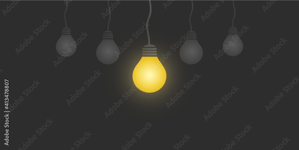 Poster new standout idea - light bulbs concept design template with copy space - illustration in editable v