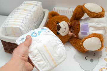 Teddy bear and diapers