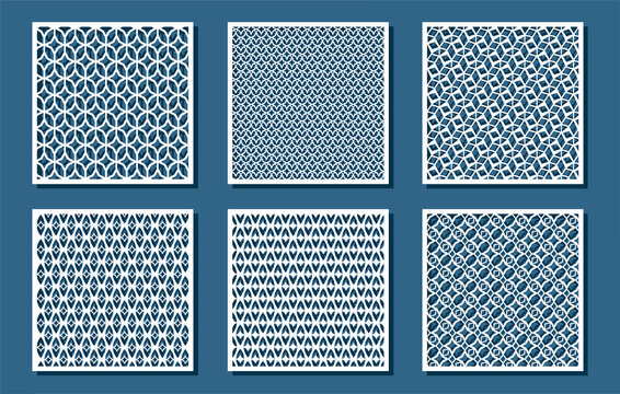 Snowflake in gexagon seamless pattern for laser cutting. Universal greeting card, laser cut panel. Vector illustration. Rectangle A4