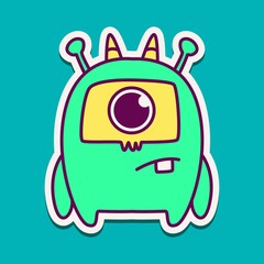 cute doodle monster designs for coloring, backgrounds, stickers, logos, symbol, icons and more
