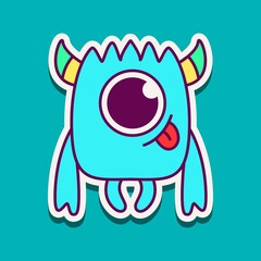 cute doodle monster designs for coloring, backgrounds, stickers, logos, symbol, icons and more
