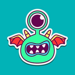 cute doodle monster designs for coloring, backgrounds, stickers, logos, symbol, icons and more
