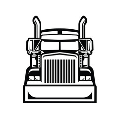 Semi truck 18 wheeler freight big rig front view vector illustration isolated © bonky