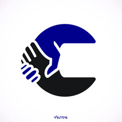 Hand Shake Incorporated in Letter C Concept.