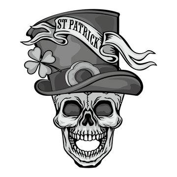 st. Patrick skull, grunge vintage design t shirts