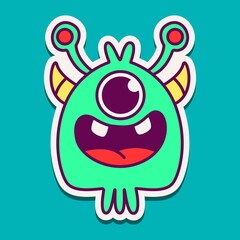 cute doodle monster designs for coloring, backgrounds, stickers, logos, symbol, icons and more