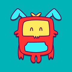 cute doodle monster designs for coloring, backgrounds, stickers, logos, symbol, icons and more
