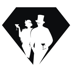 exquisite couple from the last century drinking