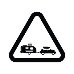 Road sign black camping vector icons