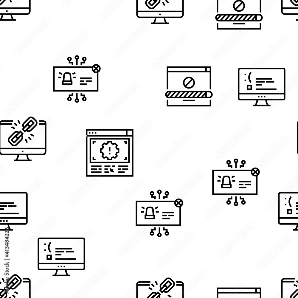Poster not found web page vector seamless pattern thin line illustration