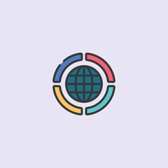 Vector illustration of flat diagram icon in blue, aquas, yellow and red color