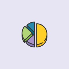 Vector illustration of flat diagram icon in blue, red, green, yellow and purple color