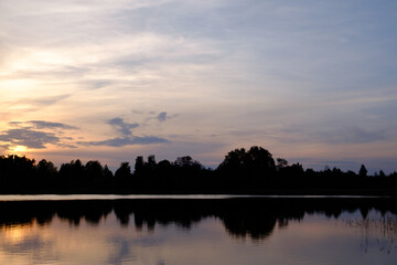 serene lake at sunset