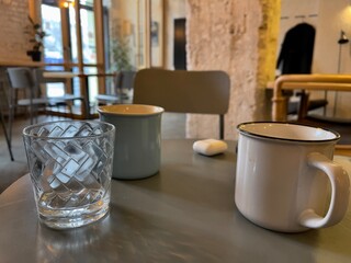 two glasses on a table