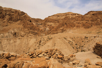 Fototapeta na wymiar A view of Qumran in Israel where the Dead Sea scrolls were found