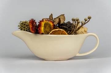 Dried flowers in a pot