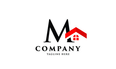  Initial house logo Simple Modern Red for real estate